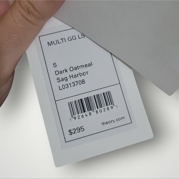 Theory Sag Harbor Sweater Size Small S Dark Oatmeal Beige Linen Blend - Picture 5 of 8